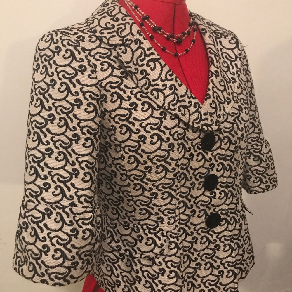 NINE WEST cropped-sleeve jacket Sz 2 - Picture 3 of 3